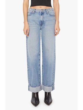 MOTHER The Dodger Skimp Womens Cuffed Hem Wide Leg Jeans Leap of Faith Size 31